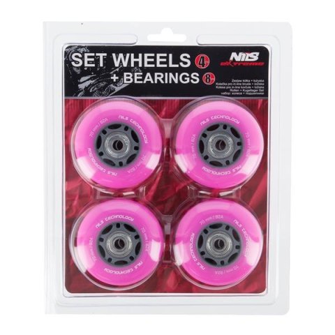 PU 70x24 82A (4szt.) RÓŻOWE + ABEC-7 (8szt.) ZESTAW NILS EXTREME