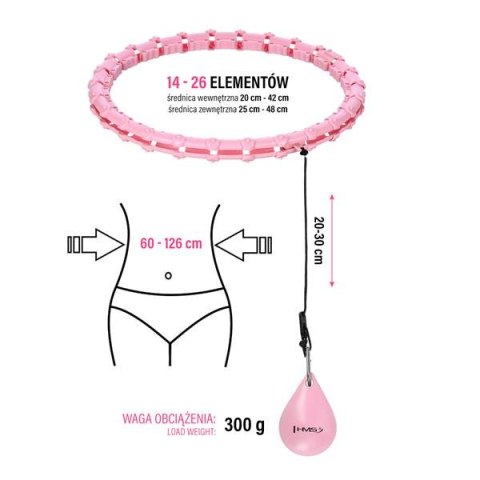 HHW11 PLUS SIZE HULA HOP LIGHT PINK Z WYPUSTKAMI I OBCIĄŻNIKIEM HMS