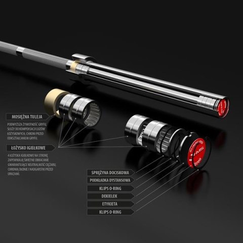GO700 + ZACISK ZG1000 RED GRYF OLIMPIJSKI 20KG 2200MM HMS GO700 + ZACISK ZG1000 RED GRYF OLIMPIJSKI 20KG 2200MM HMS