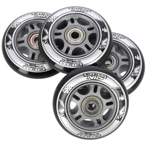 PU 80x24 82A CZARNE (4 szt.) + ABEC-9 (8 szt.) ZESTAW NILS EXTREME