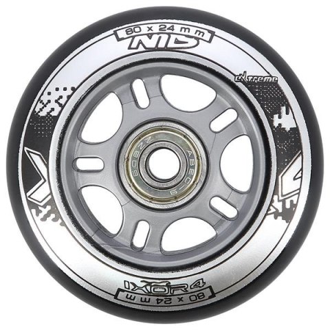 PU 80x24 82A CZARNE (4 szt.) + ABEC-9 (8 szt.) ZESTAW NILS EXTREME