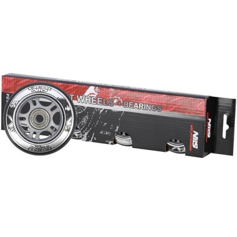 PU 80x24 82A CZARNE (4 szt.) + ABEC-9 (8 szt.) ZESTAW NILS EXTREME