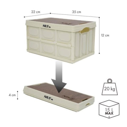 NCB4007 SKŁADANA SKRZYNIA KEMPINGOWA BIAŁA Z FUNKCJĄ STOŁU 2W1 15L NILS CAMP
