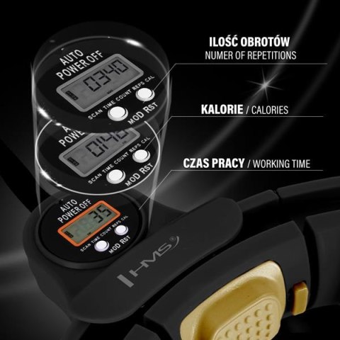 ZESTAW HULA HOP MAGNETYCZNY BLACK/GOLD HHM13 Z LICZNIKIEM HMS + PAS WYSZCZUPLAJĄCY BR163 BLACK