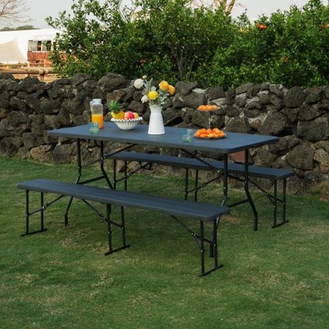 NC3404 SKŁADANA ŁAWKA OGRODOWA 183 CM ANTRACYT NILS CAMP