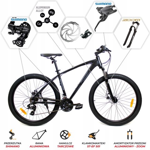 Rower MTB SIrox 27,5" Tornado rama 18 cali koło 27,5 " czarny Rower MTB SIrox 27,5" Tornado rama 18 cali koło 27,5 " czarny