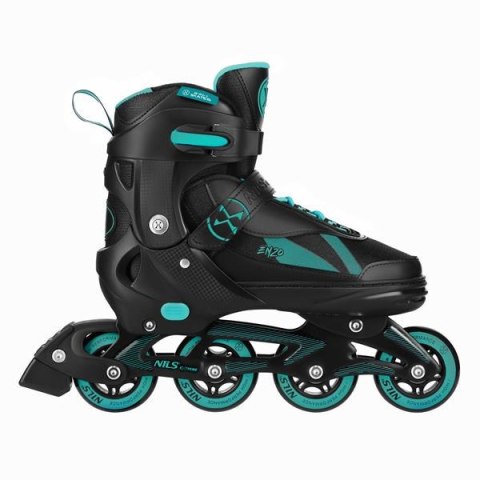 NH382 ŁYŻWOROLKI 2W1 ENZO TURKUSOWE ROZM. S(32-35) Z WYM. PŁOZĄ HOKEJOWĄ NILS EXTREME
