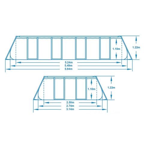 Basen ogrodowy stelażowy 549 x 274 x 122 cm 17w1 Bestway 56710