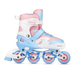 NA0189 ZESTAW LED ŁYŻWOROLKI OCHRANIACZE MOONBEAM BIAŁE ROZM. M(35-38) NILS EXTREME