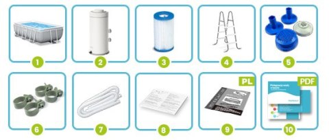 Basen ogrodowy stelażowy 300 x 175 x 80 cm zestaw 10w1 INTEX 26784