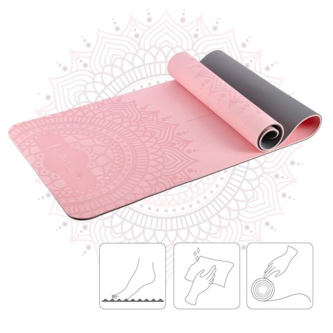 ZESTAW DO JOGI HMS MATA TPE LIGHT PINK YM10 + KOSTKA GRAY KJ02 + PASEK SJ02