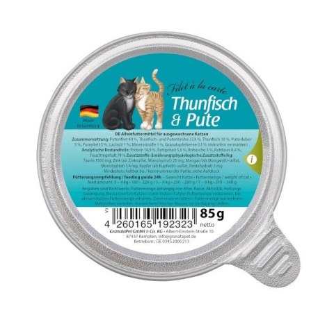 GranataPet Filet a la carte tuńczyk z indykiem karma dla kota 85g