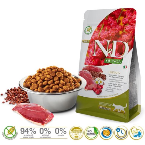 FARMINA N&D Quinoa Urinary Duck - sucha karma dla kota - 5kg