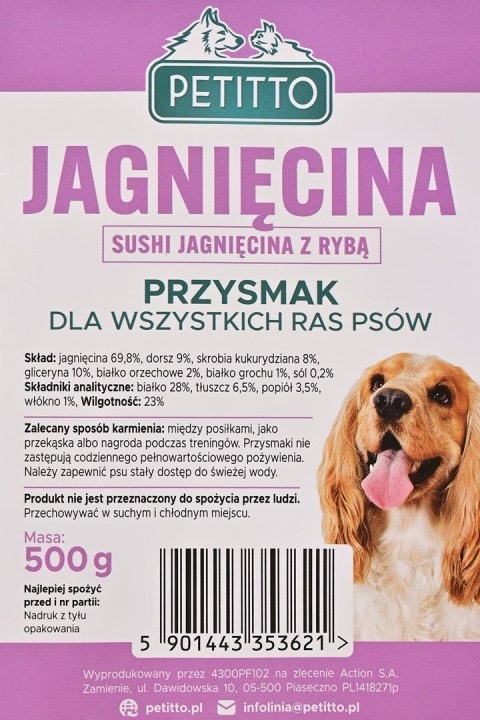 PETITTO - Sushi Jagnięcina z Rybą - przysmak dla psa - 500g