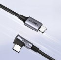 Ugreen kabel USB-C (prosty) / USB-C (kątowy) PD QC 60W 3A 0.5m US255 (szary)
