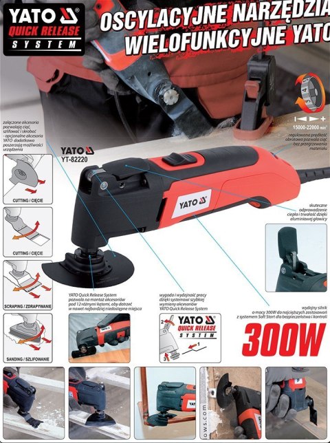 Narzędzie wielofunkcyjne z akcesoriami 300W YATO