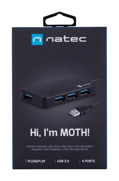 Hub NATEC Moth NHU-1342 (4x USB 3.0; kolor czarny)