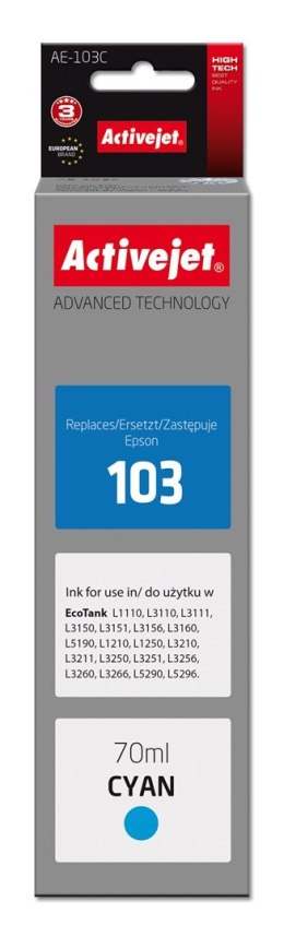 Activejet AE-103C Tusz (zamiennik Epson 103 C13T00S24A; Supreme; 70 ml; niebieski)