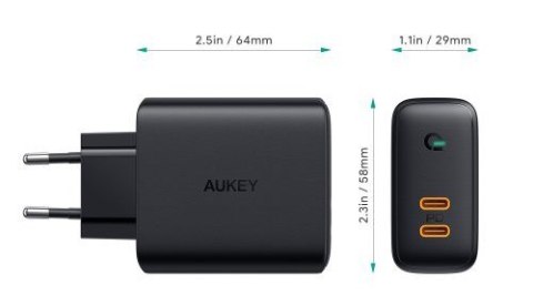 AUKEY PA-D2 ŁADOWARKA SIECIOWA 36W 2XUSB-C PD AUKEY PA-D2 ŁADOWARKA SIECIOWA 36W 2XUSB-C PD