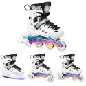 NH10905 4w1 ŁYŻWOROLKI LED BIAŁE Z WYM. PŁOZĄ HOKEJOWĄ RAINBOW ROZM. S(31-34) NILS EXTREME