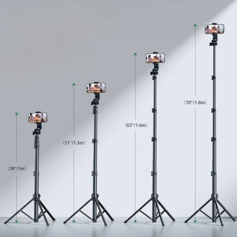 Ugreen selfie stick ze stojakiem i pilotem LP680 1.8m (czarny) Ugreen selfie stick ze stojakiem i pilotem LP680 1.8m (czarny)
