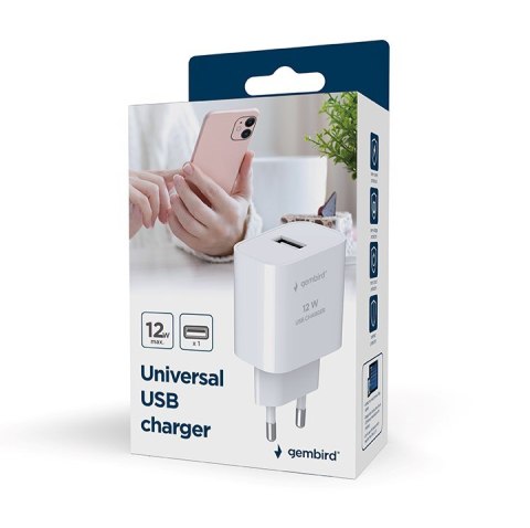 GEMBIRD UNIWERSALNA ŁADOWARKA SIECIOWA USB-A, BIAŁA GEMBIRD UNIWERSALNA ŁADOWARKA SIECIOWA USB-A, BIAŁA