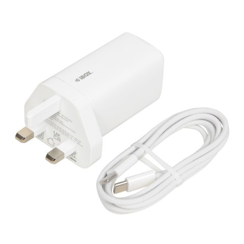 ŁADOWARKA SIECIOWA I-BOX C-65 GAN PD65W KABEL, BIAŁA ŁADOWARKA SIECIOWA I-BOX C-65 GAN PD65W KABEL, BIAŁA
