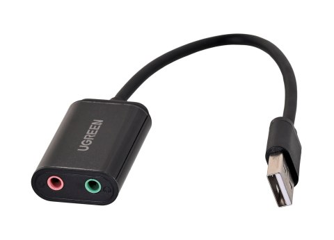 Ugreen zewnętrzna karta dźwiękowa adapter USB -3,5 mm mini jack 15cm (czarny) Ugreen zewnętrzna karta dźwiękowa adapter USB -3,5 mm mini jack 15cm (czarny)
