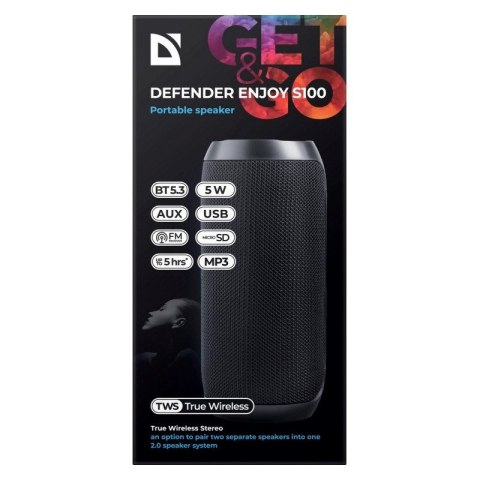 DEFENDER GŁOŚNIK ENJOY S100 BLUETOOTH/FM/SD/USB 5W CZARNY 65701