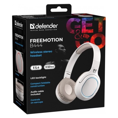 DEFENDER SŁUCHAWKI NAUSZNE BLUETOOTH FREEMOTION B444 BEŻOWE 63444