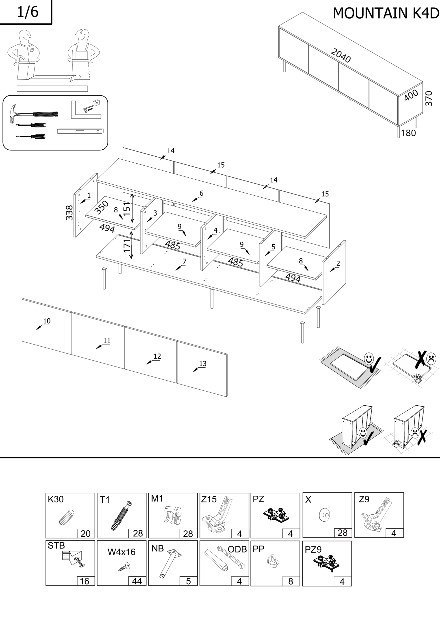 Komoda 4D MOUNTAIN 204x40x72 czarny + złoty