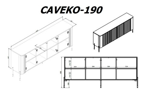 Komoda VERA 190x40x80 biały mat