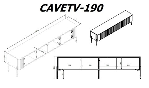 Szafka RTV VERA 190x40x50 czarny mat