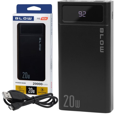 BLOW POWER BANK 20000MAH PD 20W CZARNY PB20F