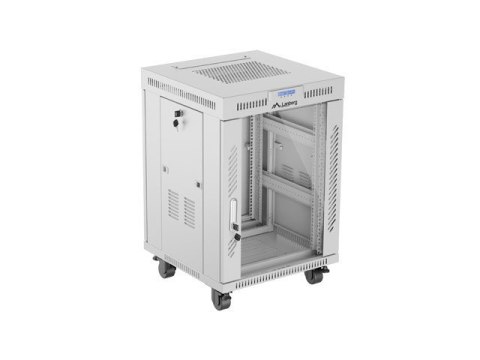 LANBERG SZAFA RACK STOJĄCA 19" 15U 600X600 SZARA DRZWI SZKLANE LCD V2 (FLAT PACK)