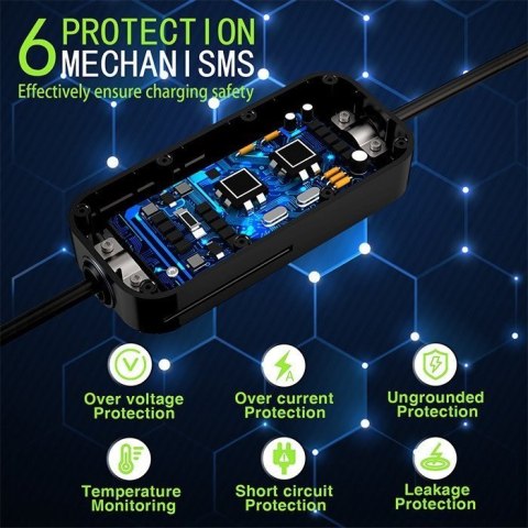 Qoltec Mobilna ładowarka do samochodów EV 2w1 Typ2 7kW 230V CEE 3 PIN