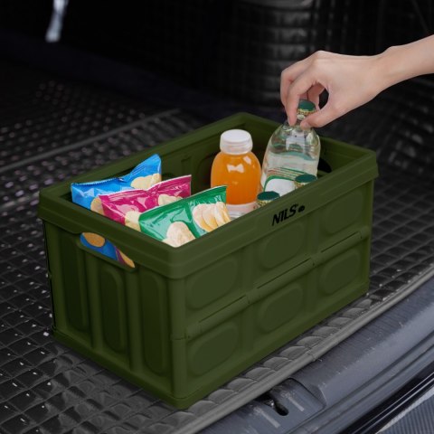 NCB4007 SKŁADANA SKRZYNIA KEMPINGOWA ZIELONA Z FUNKCJĄ STOŁU 2W NILS CAMP