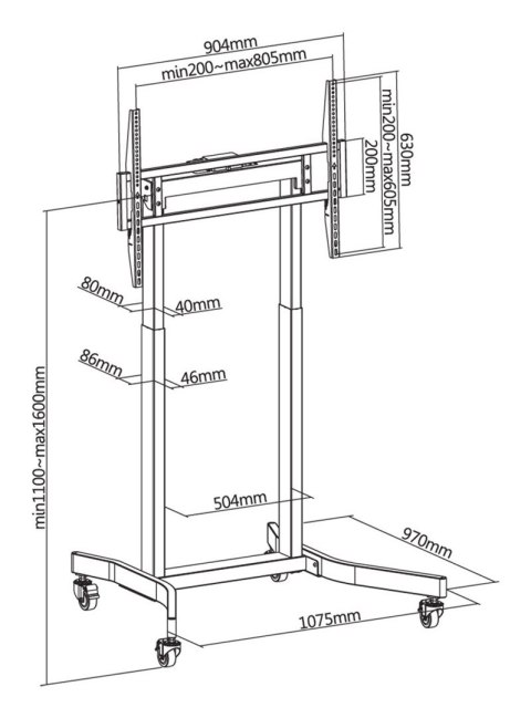 TECHLY STOJAK MOBILNY TV 55-100" DO 120KG ELEKTRYC