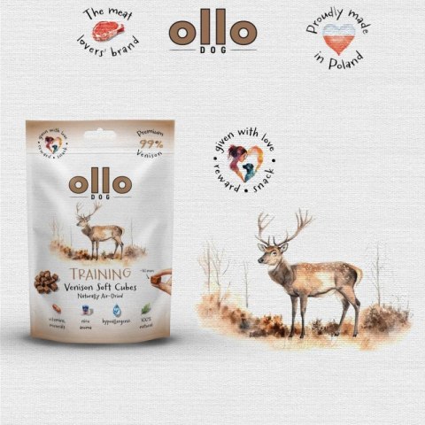 Ollo Air Dried Training Venison Cubes dla psa 80g