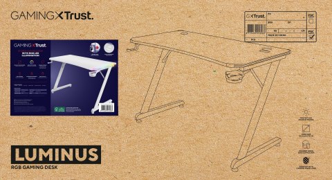 Biurko gamingowe TRUST GXT 709W LUMINUS RGB WHITE