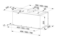 Okap podszafkowy do zabudowy MAAN Fiugi L 50 satynowy (stal nierdzewna inox) (WYPRZEDAŻ)