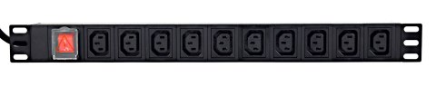 GEMBIRD LISTWA ZASILAJĄCA RACK (PDU) 10 GNIAZD C13, 1U, 16A, WTYK C19, 2M