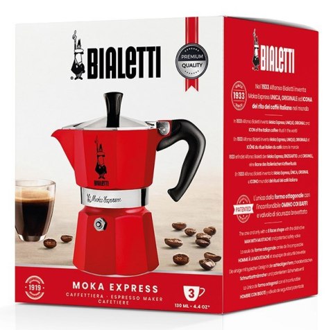 Bialetti kawiarka Moka Express 3tz czerwona