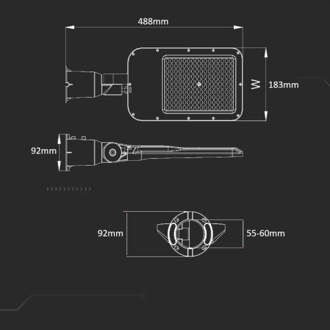 Oprawa uliczna LED V-TAC SAMSUNG CHIP z regulacją 100W wymienny moduł LED VT-105ST 6500K 9400lm 5 lat gwarancji