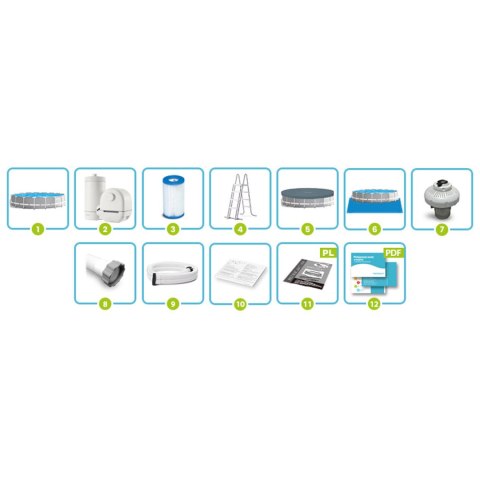 Basen ogrodowy stelażowy 610 x 132 cm zestaw 12w1 INTEX 26756