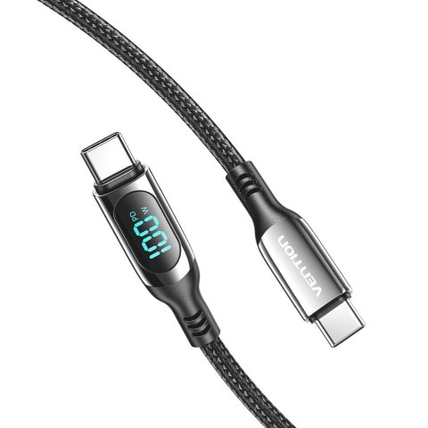 Kabel USB-C do USB-C Vention USB 2.0 5A 1.2m z wyświetlaczem czarny