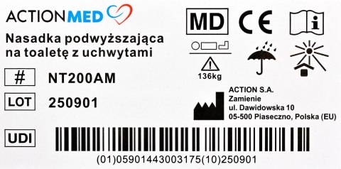 Nasadka podwyższająca na toaletę z uchytwami