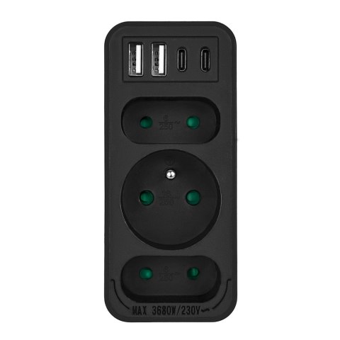 MACLEAN GNIAZDKO PRĄDOWE X3 + 4XUSB, ROZGAŁĘŹNIK Z 3 GNIAZDAMI, 2XUSB A, 2XUSB C PD 20W, 1X16A + 2X6A MCE248 F/B