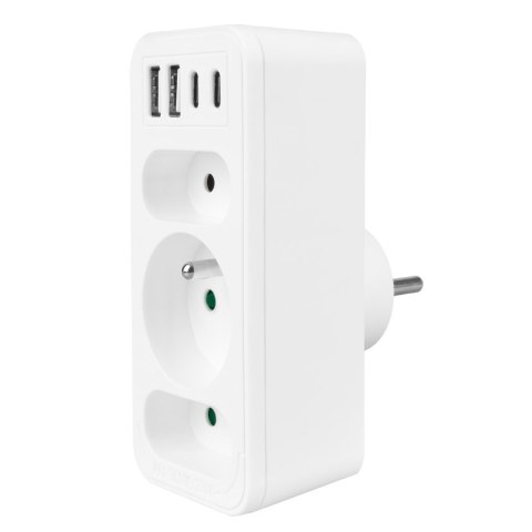 MACLEAN GNIAZDKO PRĄDOWE X3 + 4XUSB, ROZGAŁĘŹNIK Z 3 GNIAZDAMI, 2XUSB A, 2XUSB C PD 20W, 1X16A + 2X6A MCE248 F/W