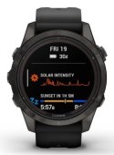 Zegarek Garmin Fenix 7S Pro 42mm Sapphire Solar szary tytanowy DLC z czarnym paskiem